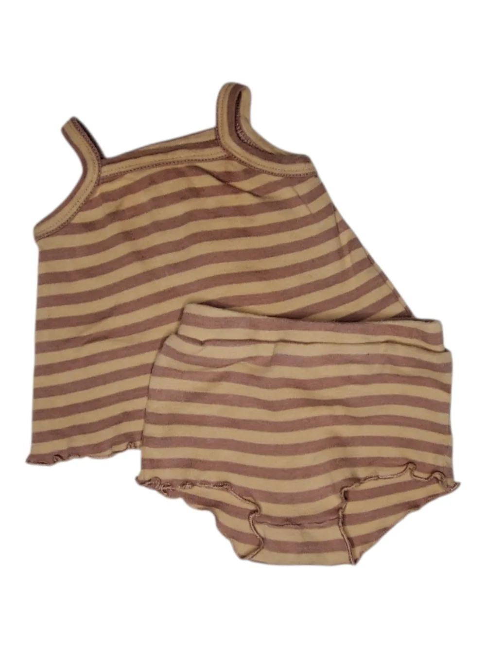 Kate Quinn Organics Halter Top & Short Set Yellow Striped Baby Girls 0-6 Months